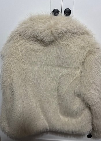 krem Kadın Suni Kürk Ceket - Görsel 3