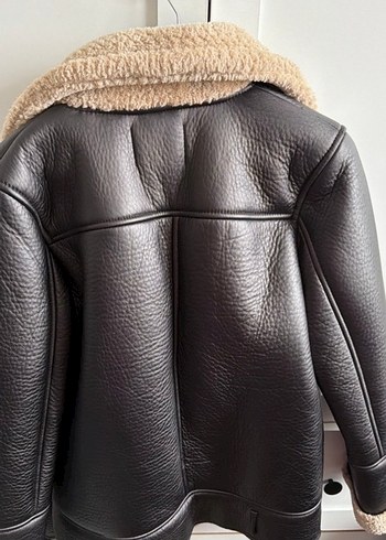 Kahverengi Kürklü Deri Biker Ceket - Görsel 3