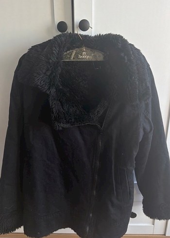 LCW Jeans Siyah Süet Kürk Detaylı Kadın Ceket - Görsel 2