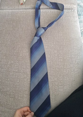 Mavi Gri Desenli Erkek Kravat - Görsel 3