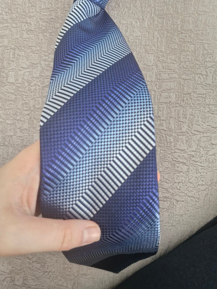 Mavi Gri Desenli Erkek Kravat - Görsel 2