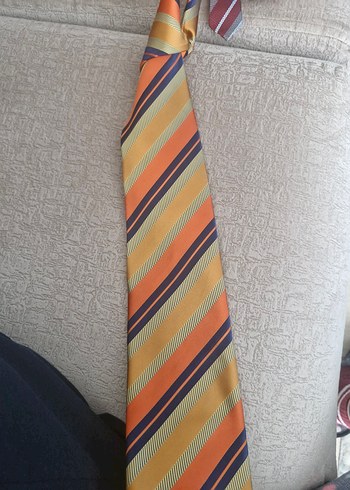 Camel ve Gri Çizgili Erkek Kravat - Görsel 3