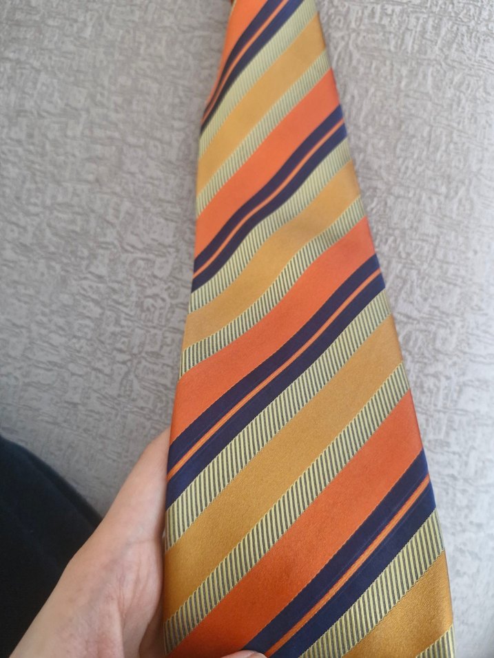Camel ve Gri Çizgili Erkek Kravat - Görsel 2