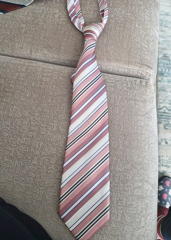 Pembe ve Gri Çizgili Erkek Kravat - Görsel 3