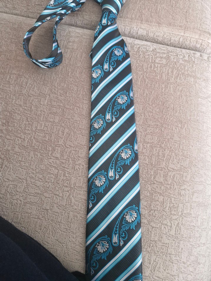 Mavi Gri Bohem Erkek Kravat - Görsel 3