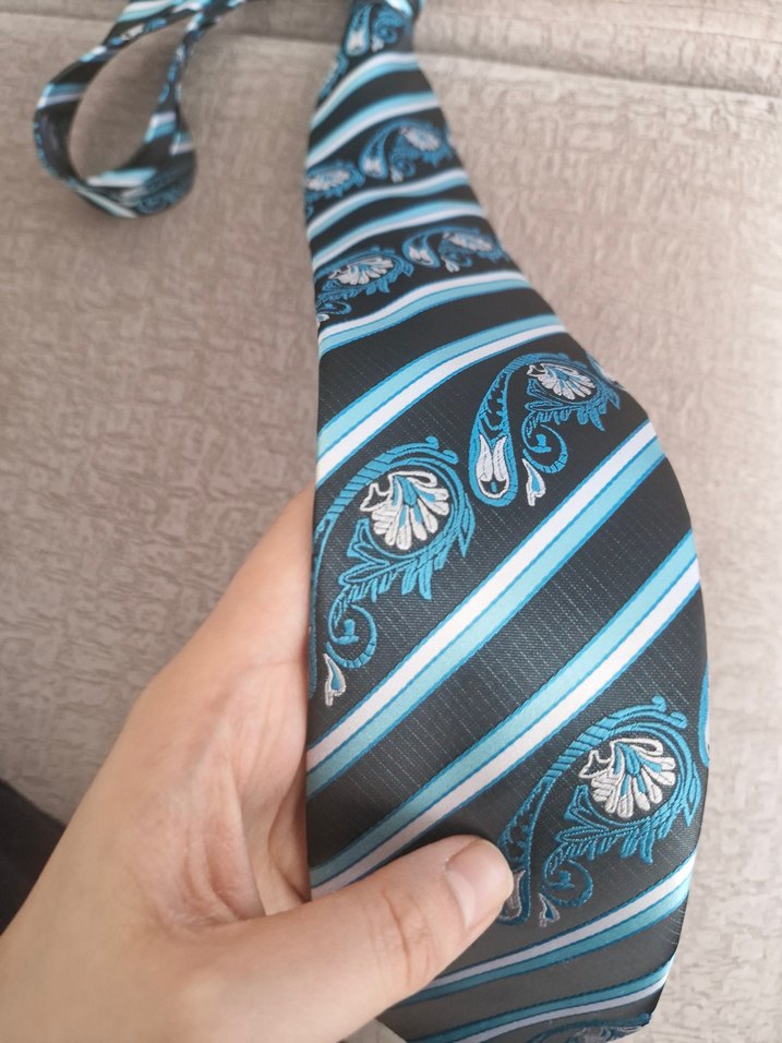 Mavi Gri Bohem Erkek Kravat - Görsel 2