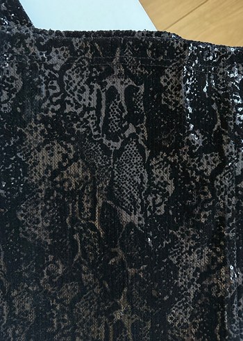 Siyah Yılan Desenli Midi Kumaş Pantolon - Görsel 2