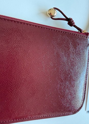 Bordo Deri Kadın Fermuarlı Portföy Cüzdan - Görsel 3
