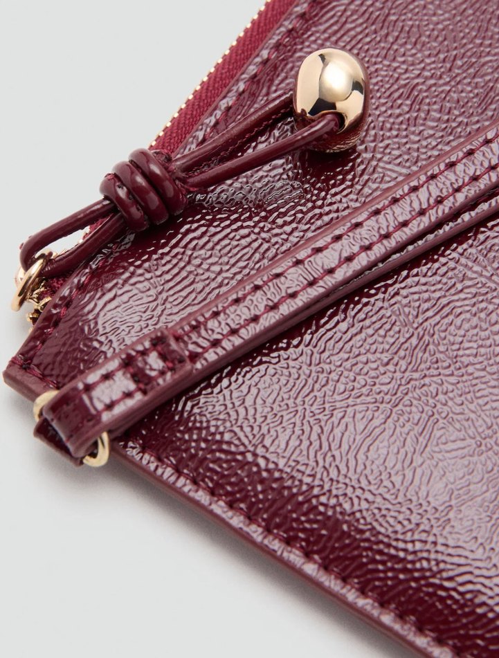 Bordo Deri Kadın Fermuarlı Portföy Cüzdan - Görsel 5