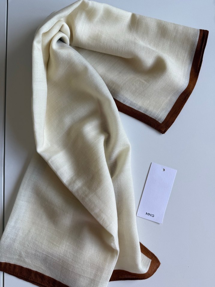 Bej Kadın Yün Fular - Görsel 2