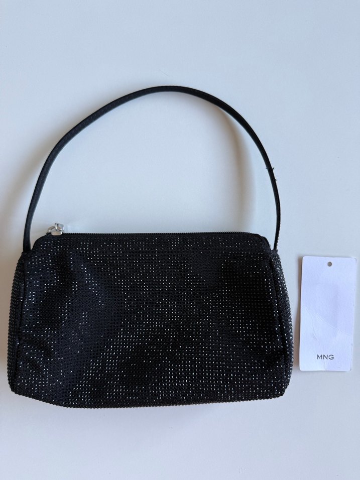 Siyah Süet Fermuarlı Kadın Çanta - Görsel 2