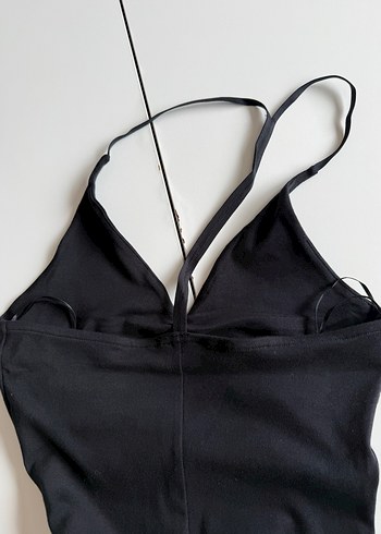 Siyah İnce Askılı Uzun Elbise - Görsel 5