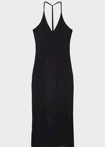 Siyah İnce Askılı Uzun Elbise - Görsel 6