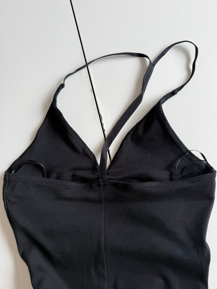 Siyah İnce Askılı Uzun Elbise - Görsel 5