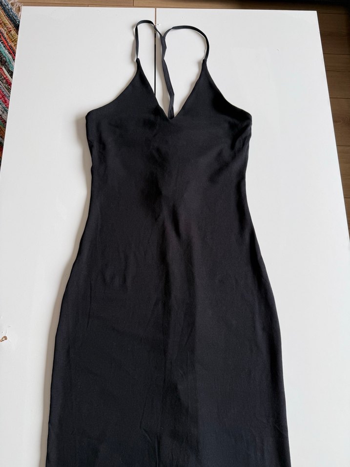 Siyah İnce Askılı Uzun Elbise - Görsel 2