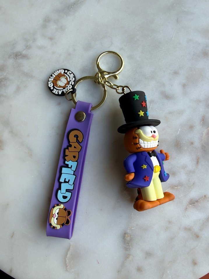 Renkli Garfield Püsküllü Anahtarlık - Görsel 2