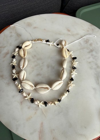 Mini Beyaz Boncuklu Bohem Deniz Kabuğu Kolye - Görsel 2