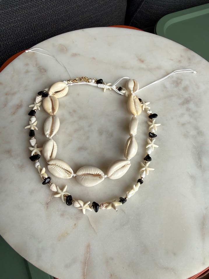 Mini Beyaz Boncuklu Bohem Deniz Kabuğu Kolye - Görsel 2