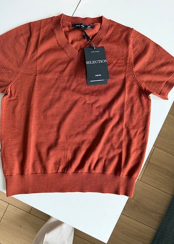 Kısa Kollu Kırmızı Erkek Tişört Mango %100 wool - Görsel 2