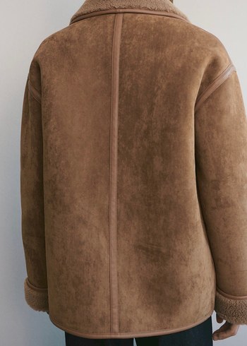 Düğmeli Kahverengi Kadın Süet Ceket Mango - Görsel 5