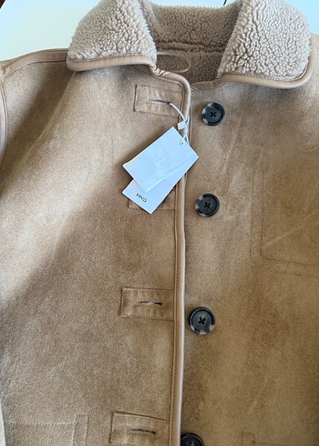 Düğmeli Kahverengi Kadın Süet Ceket Mango - Görsel 12