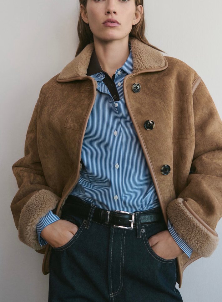 Düğmeli Kahverengi Kadın Süet Ceket Mango - Görsel 4