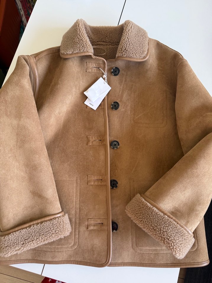 Düğmeli Kahverengi Kadın Süet Ceket Mango - Görsel 2