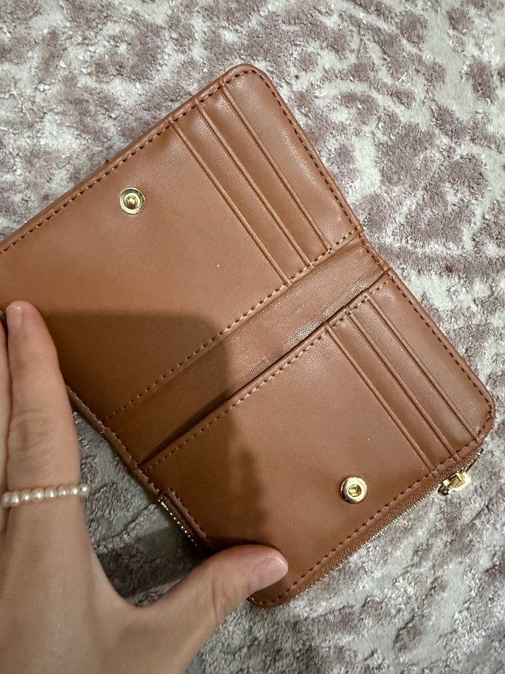 Kahverengi Yılan Derisi Desenli Kadın Deri Cüzdan mango - Görsel 5