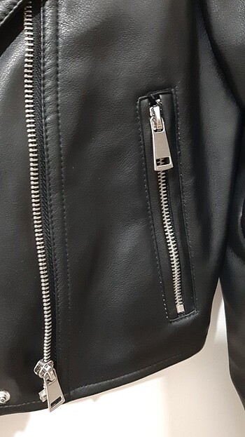s Beden siyah Renk Kısa beden uzun kollu kadın deri mont