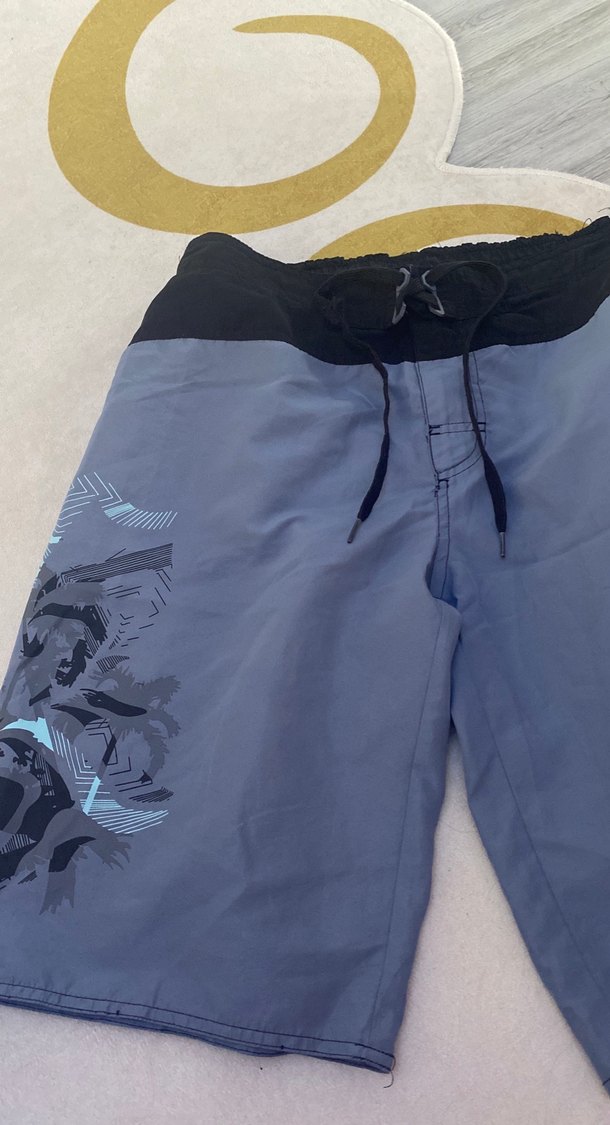 Erkek Mavi Belden Bağlamalı Yüzme Şortu - Görsel 2