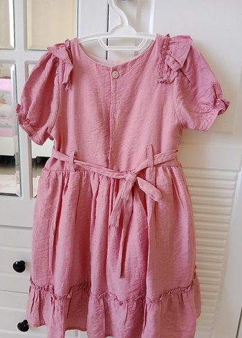 Fırfırlı Pembe Kız Elbisesi - Görsel 2