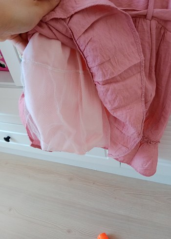 Fırfırlı Pembe Kız Elbisesi - Görsel 3