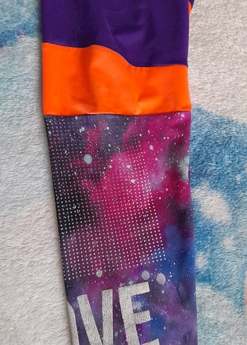 Mor  Desenli Kız Çocuk Spor Tayt - Görsel 3