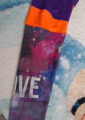 Mor  Desenli Kız Çocuk Spor Tayt - Görsel 4