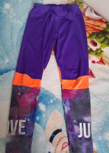 Mor  Desenli Kız Çocuk Spor Tayt - Görsel 2