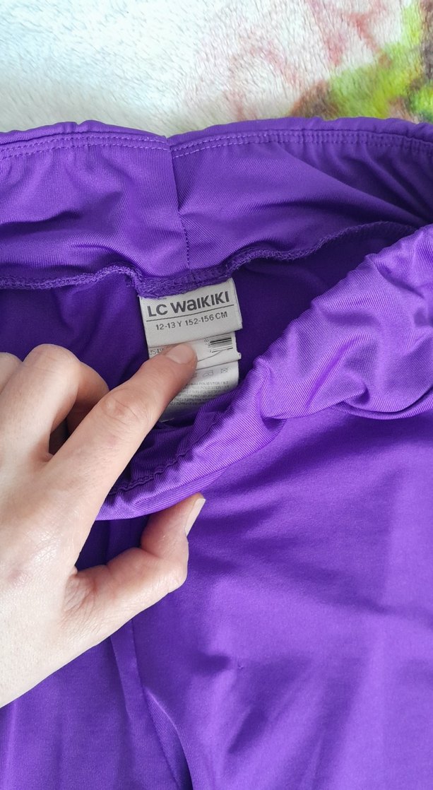 Mor  Desenli Kız Çocuk Spor Tayt - Görsel 5