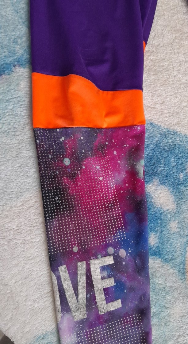 Mor  Desenli Kız Çocuk Spor Tayt - Görsel 3