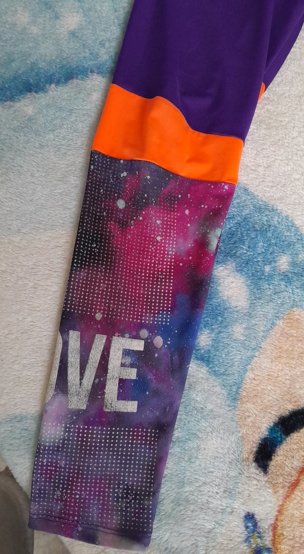 Mor  Desenli Kız Çocuk Spor Tayt - Görsel 4