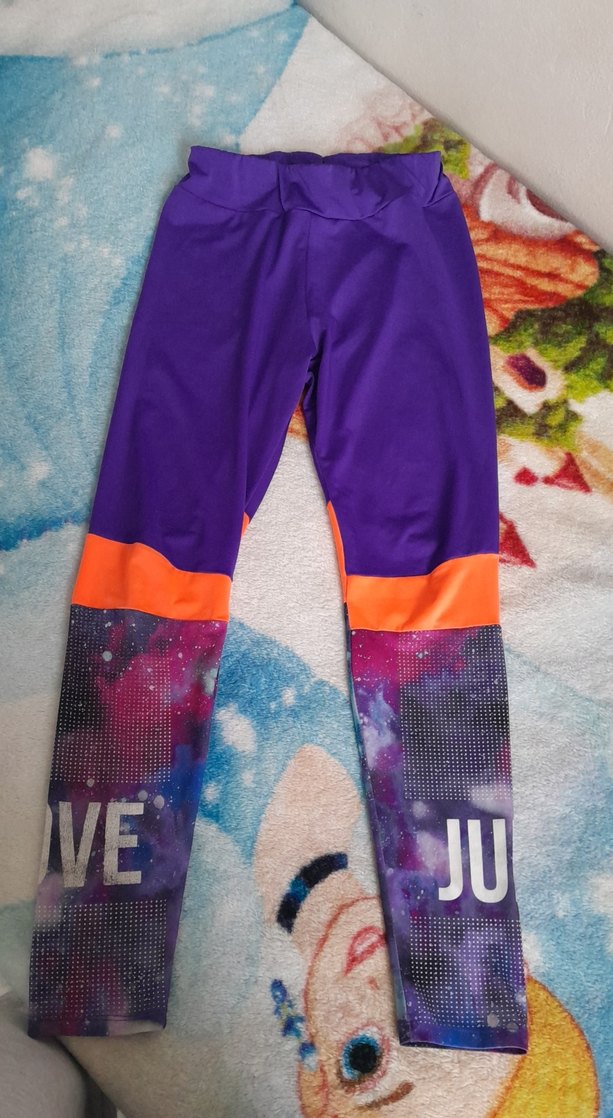 Mor  Desenli Kız Çocuk Spor Tayt - Görsel 2