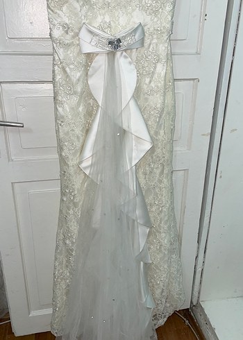 Straplez Vintage A-Line Uzun Gelinlik - Görsel 5