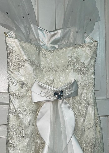 Straplez Vintage A-Line Uzun Gelinlik - Görsel 6