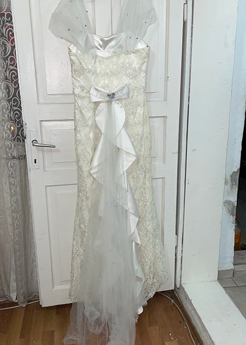 Straplez Vintage A-Line Uzun Gelinlik - Görsel 4