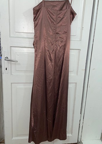 Gül Kurusu Drapeli Uzun Abiye Elbise - Görsel 3