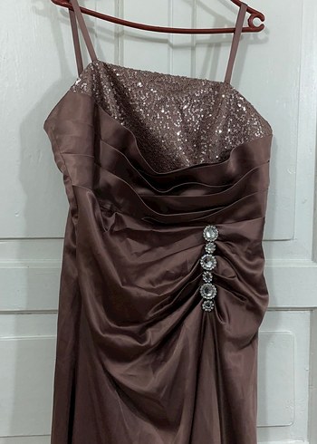 Gül Kurusu Drapeli Uzun Abiye Elbise - Görsel 2