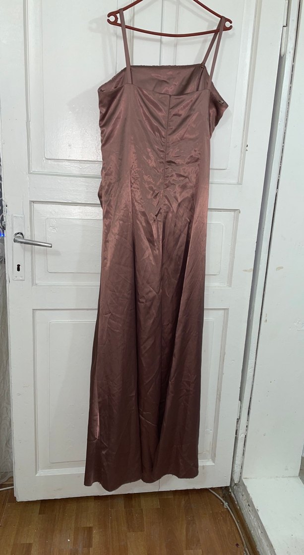 Gül Kurusu Drapeli Uzun Abiye Elbise - Görsel 3