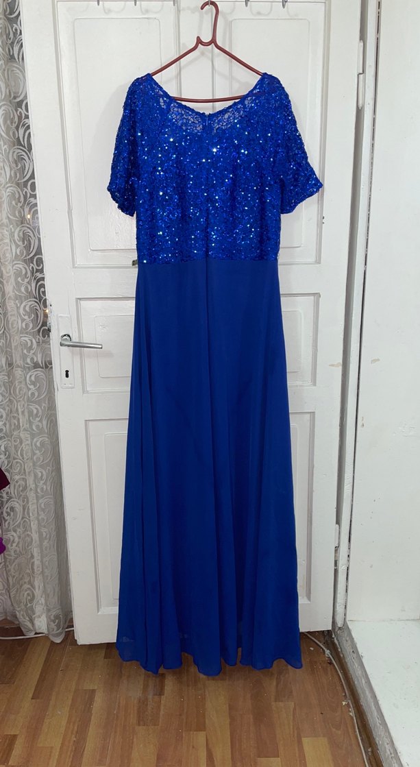 Mavi Payetli Uzun Abiye Elbise - Görsel 3