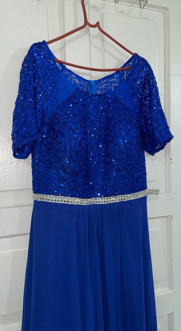 Mavi Payetli Uzun Abiye Elbise - Görsel 2