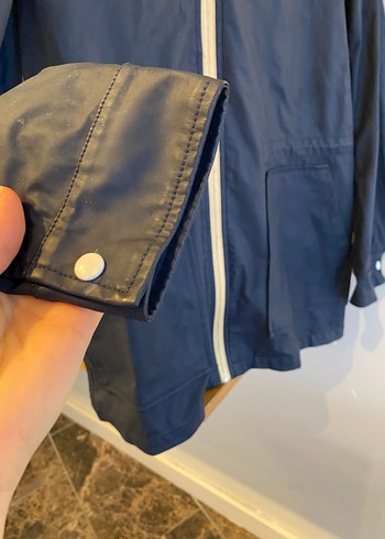 Koton  Mavi Kapüşonlu Fermuarlı Yağmurluk - Görsel 3