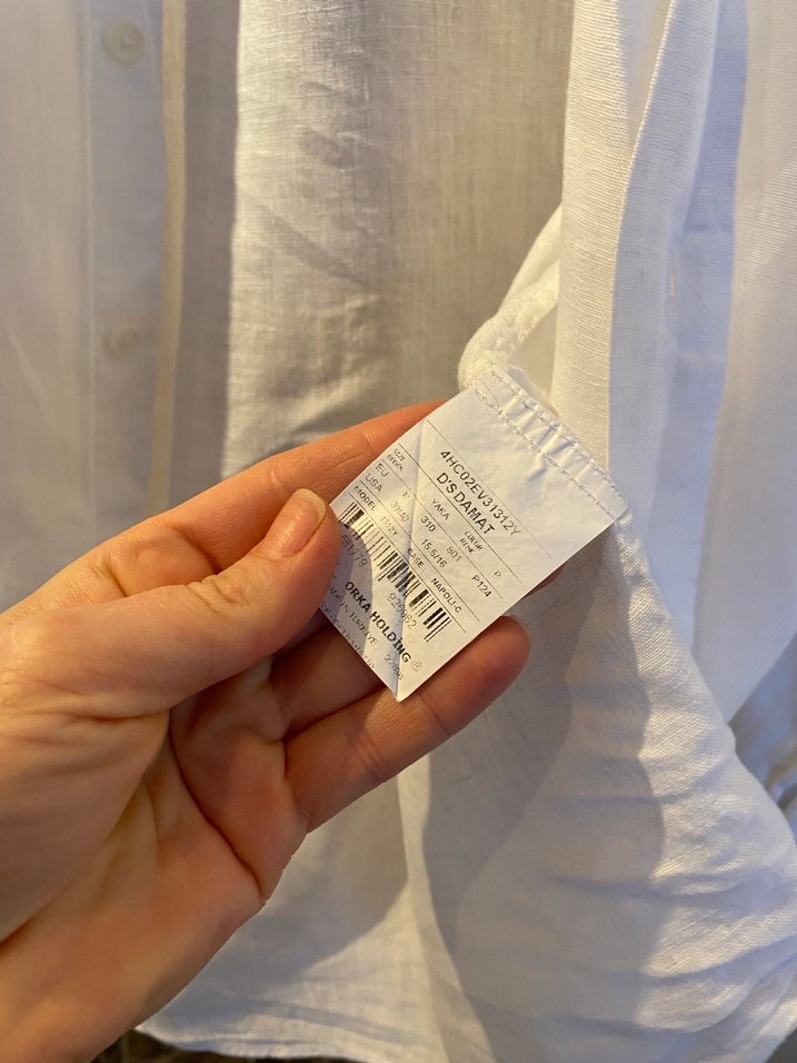 Beyaz Keten Erkek Gömlek Uzun Kollu - Görsel 3