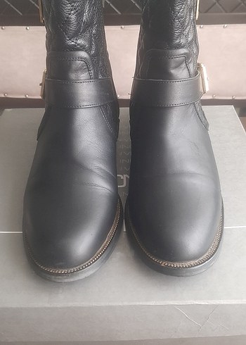 Kadın Siyah Deri Biker Bot - Görsel 2